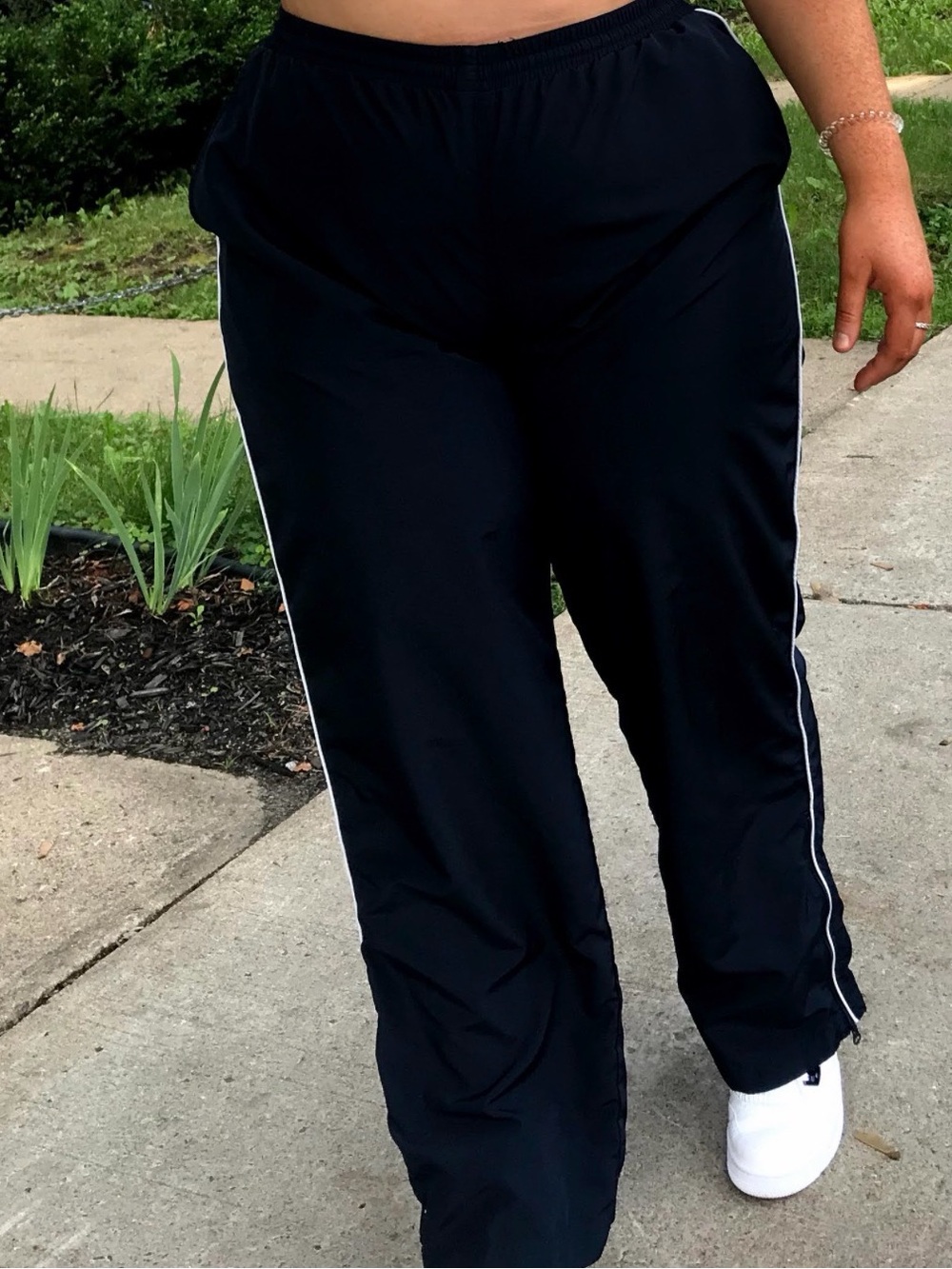 Vintage Navy Track Pants with White Side Stripe